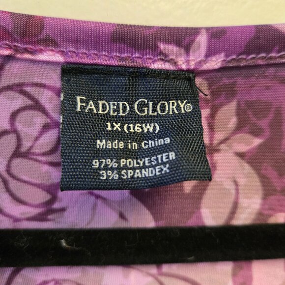 Vintage Purple Floral Bell Sleeve Babydoll Fairy Whimsigoth Womens 1X Tunic Top - Picture 4 of 10